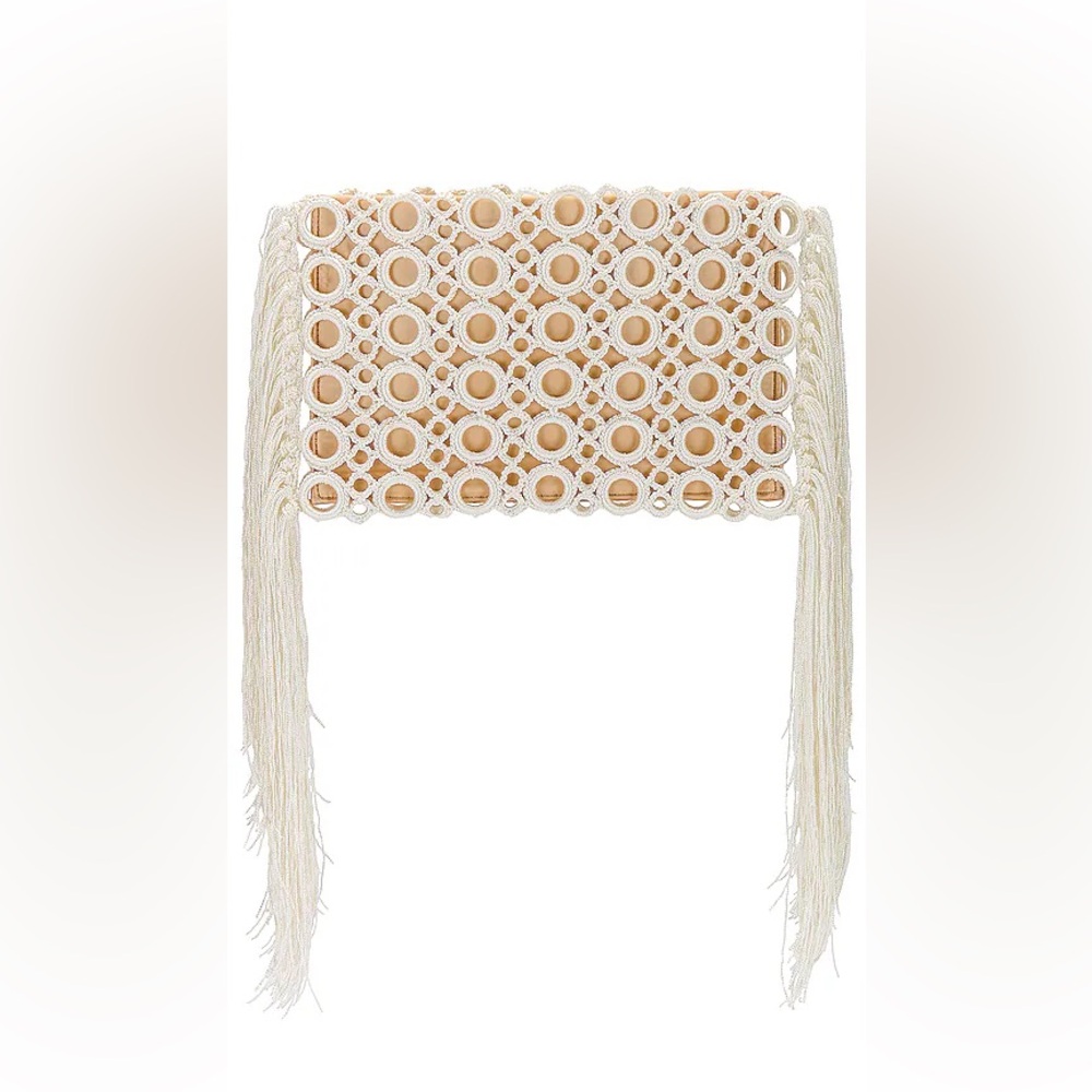 MY BEACHY SIDE Crochet Embroidered Clutch in Ivory, NWT